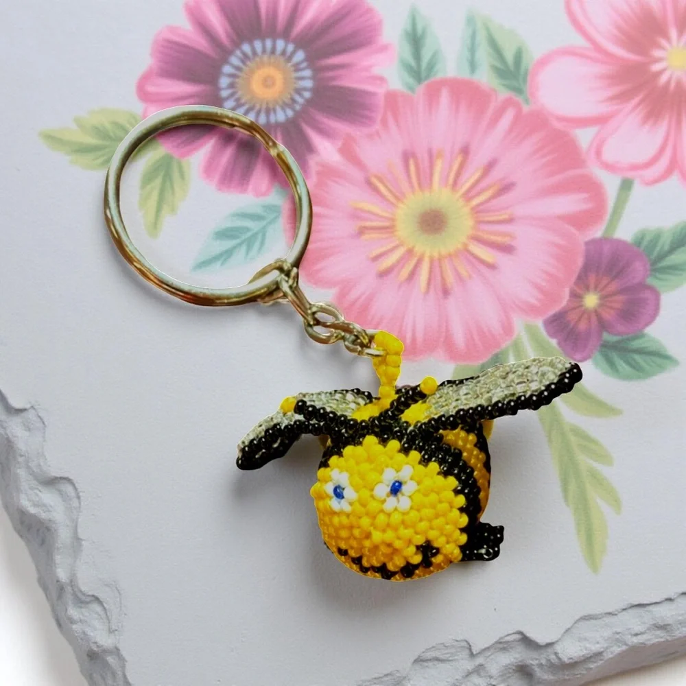 Bumble Bee Beaded Keychain